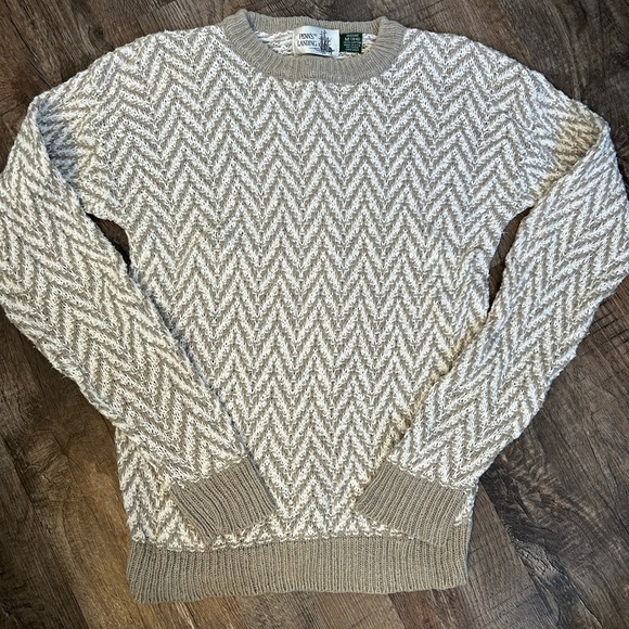 Vintage 90s Herringbone Crewneck Sweater Penns Landing Size M 100% Cotton - Picture 1 of 3